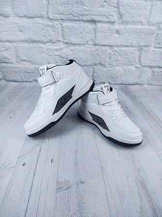 Детские демисезонные белые кроссовки хайтопы  светоотражающие для мальчиков подростков 32 Николаев