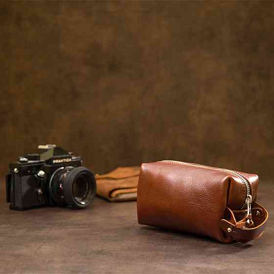 Чоловіча косметичка з натуральної шкіри Коричневий (GRANDE PELLE) Київ