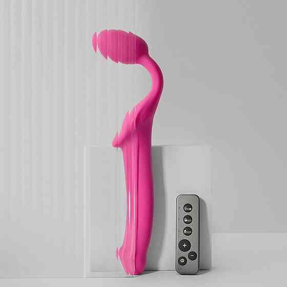 Безремневой страпон с вибрацией Strap-On-Me Vibrating Fuchsia L, диаметр 3,7 см, пульт ДУ Sex Aura Киев
