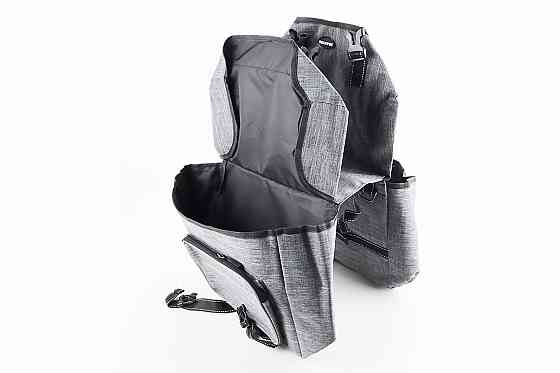 Сумка-штани на багажник, з вологозахисними 4 відділеннями, кріпл. на липучці, світловідбиваючі смуги, сіра Київ