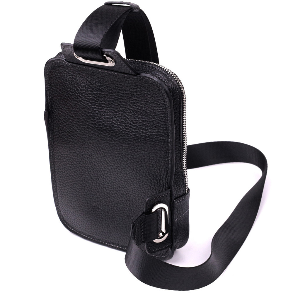 Прямоугольная сумка бананка из качественной натуральной кожи Черный (GRANDE PELLE) Киев - изображение 12