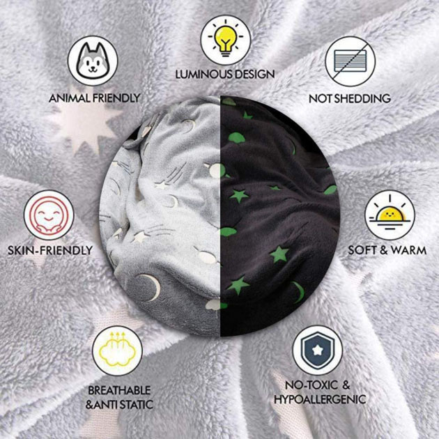 М'яка ковдра що світиться для сну Blanket kids Magic Star 150х100 см, Ковдра KE-361 що світиться Київ - фото 2