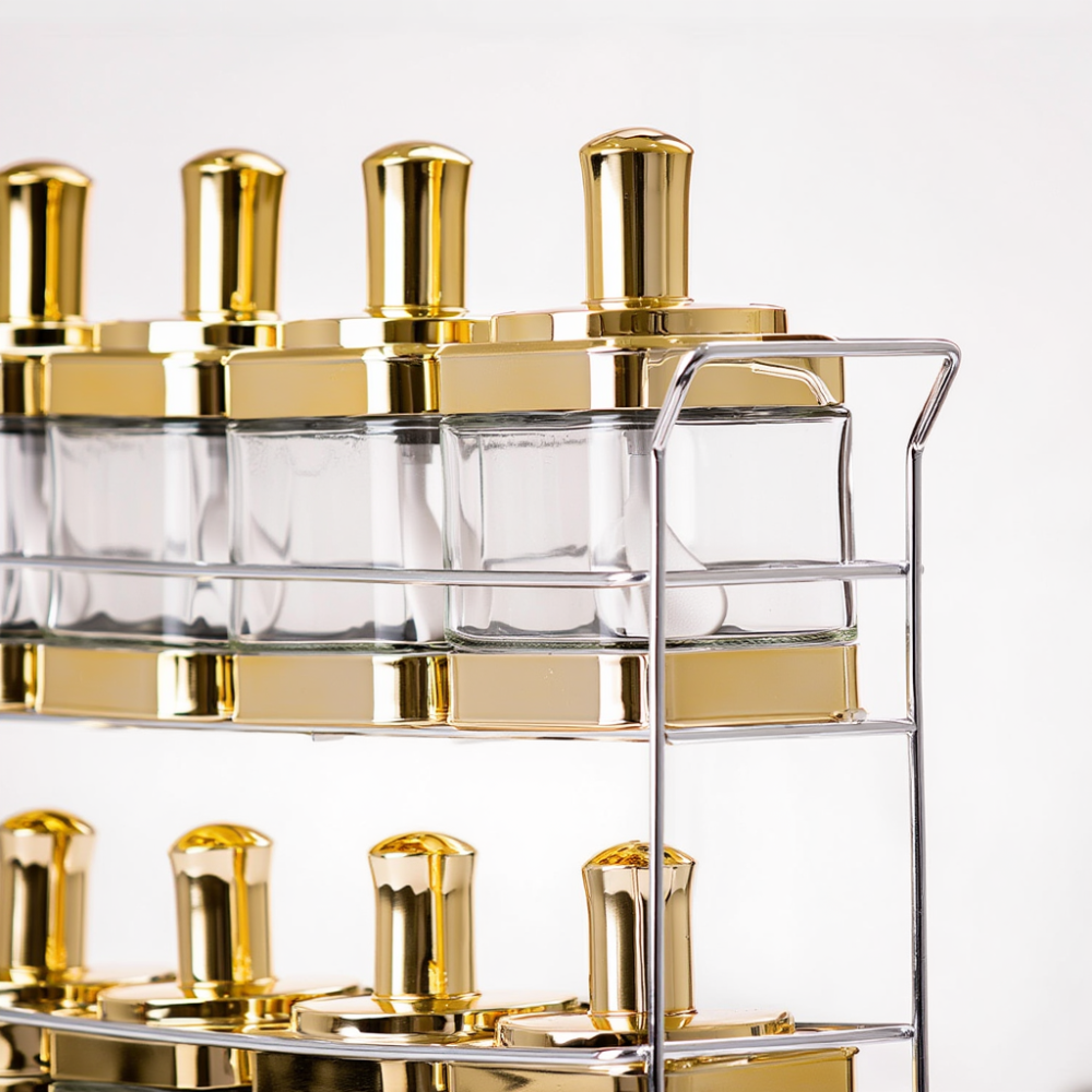 Набір ємностей для спецій на підставці 8 шт. (350 мл) Gold HP-1338 Київ - фото 1