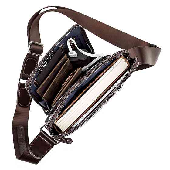 Сумка чоловіча SHVIGEL 11100 шкіряна Коричнева Київ