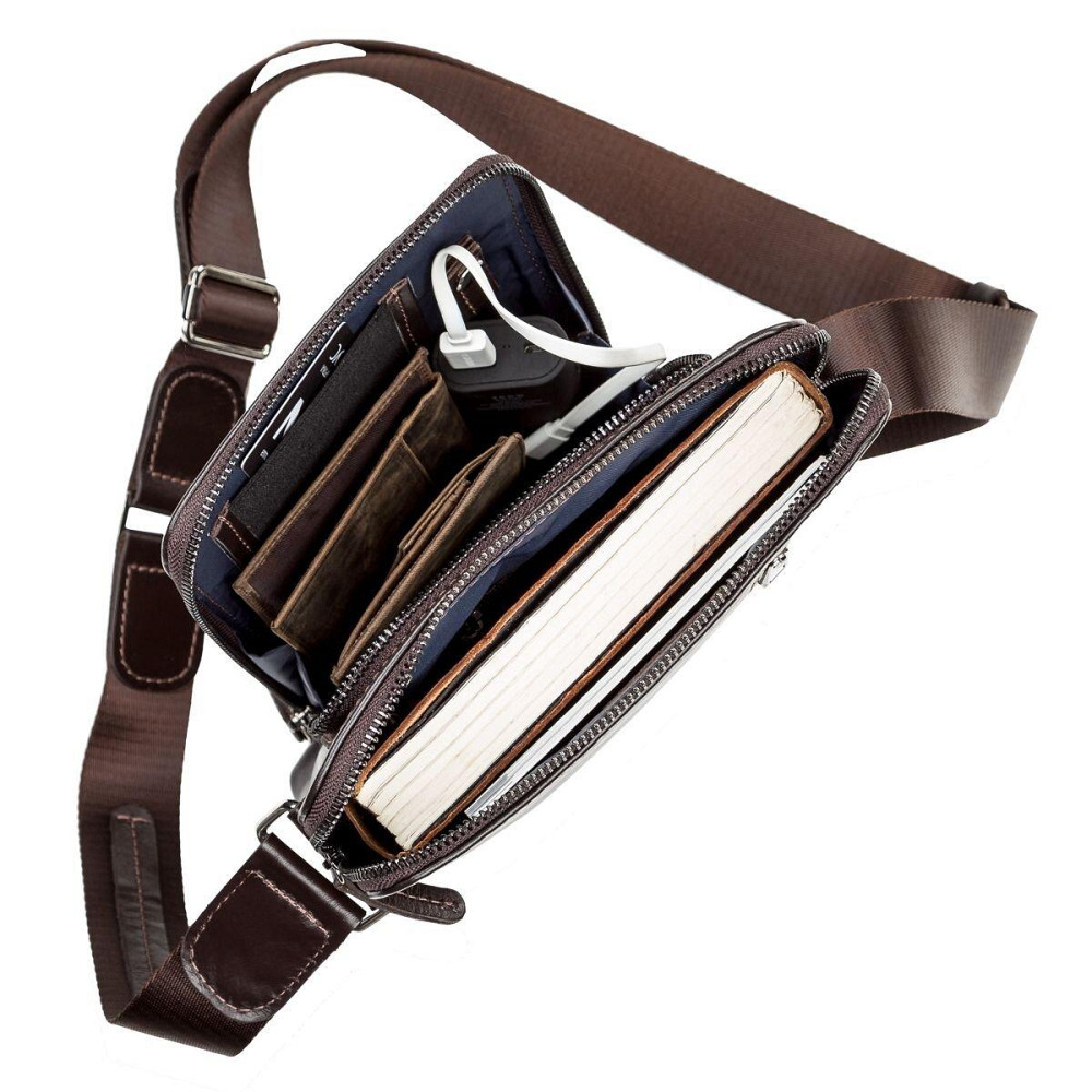 Сумка чоловіча SHVIGEL 11100 шкіряна Коричнева Київ - фото 6