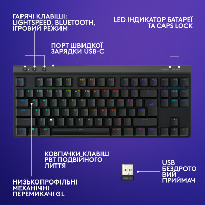 Клавиатура Logitech G515 TKL Lightspeed Tactile Bluetooth UA Black (920-012538) Винница - изображение 7