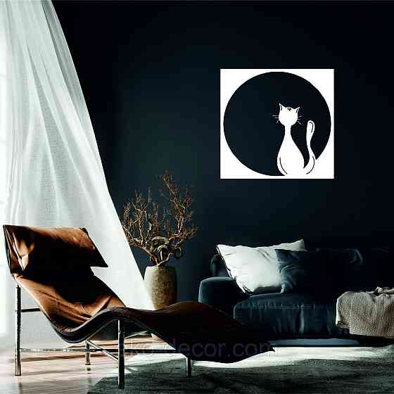 Декоративное настенное 3D Панно «Кот» Декор на стену с объемом 50*50 см, Белый Киев