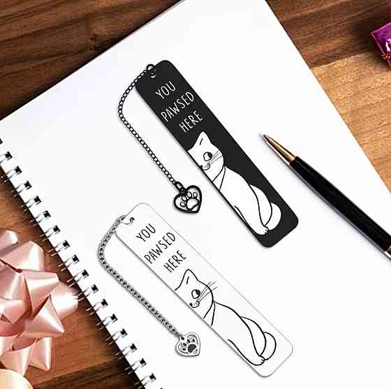 Металева закладка для книг з котом You pawed here, закладка з нержавіючої сталі з ланцюжком Київ