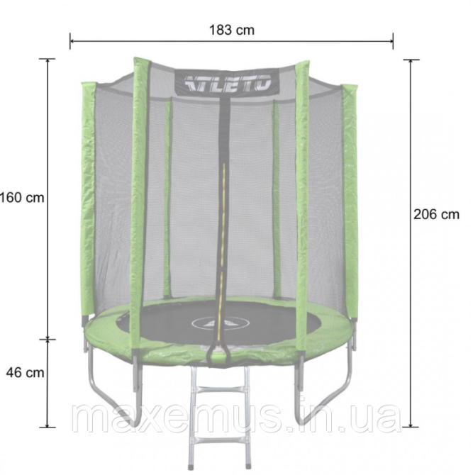 Батут детский с защитной сеткой 183 см батут Atleto с лестницей для детей и взрослых зеленый Мостиська - фото 10