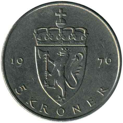 Норвегия 5 крон, 1974-1988 Полтава