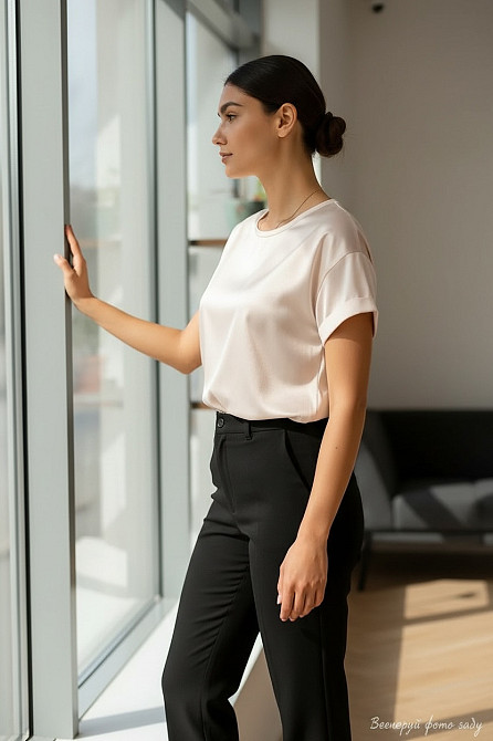 Женская футболка из шелка Бежевый M Харьков - изображение 5