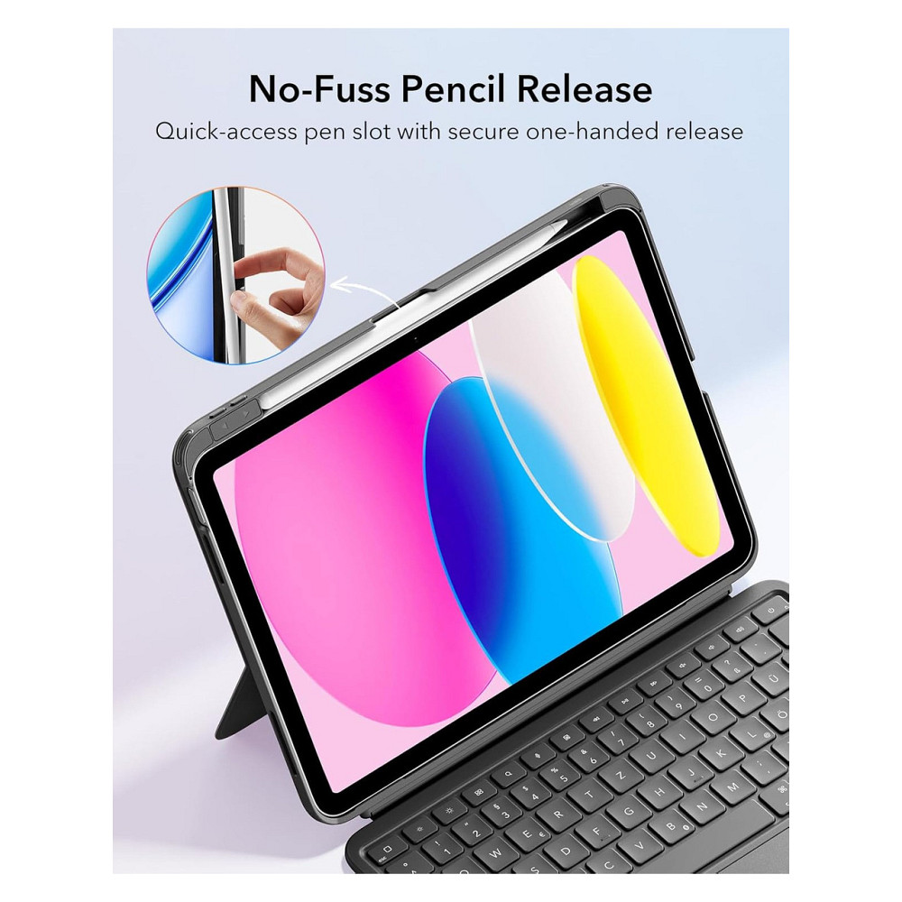 Чохол з клавіатурою ESR Flex Case для iPad 11 (A16) темно-сірий QWERTZ магнітна знімна клавіатура та трекпад Київ - фото 6