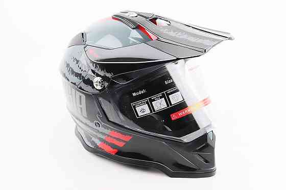 Шолом кросовий/ендуро/АТV зі склом BLD-819-7 L (59-60см), ЧОРНИЙ/СІРО-ЧЕРВОНИЙ Киев