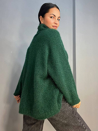 Свитер женский MY FASHION 3267 паутинка оверсайз широкий воротник хомут удлиненный, зеленый, 44-48 Одесса - изображение 8