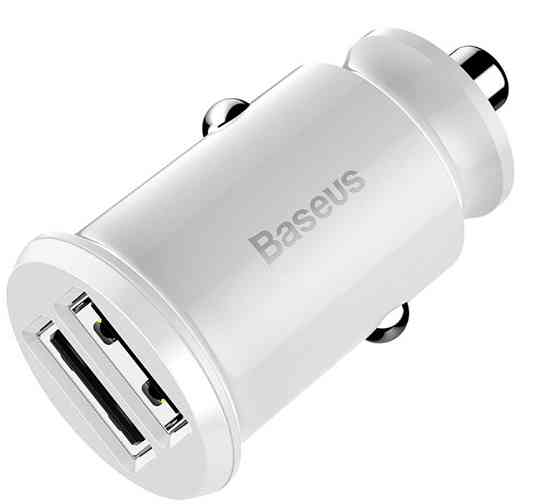 Автомобільний зарядний пристрій BASEUS С8-K Grain Mini Smart Car Charger 3.1 A (Білий, два USB-порта) Миколаїв