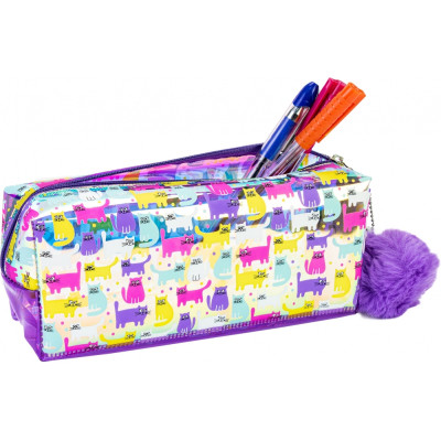 Пенал Cool For School голографічний з помпоном 1 відділення фіолетовий (CF87075) Вінниця - фото 2