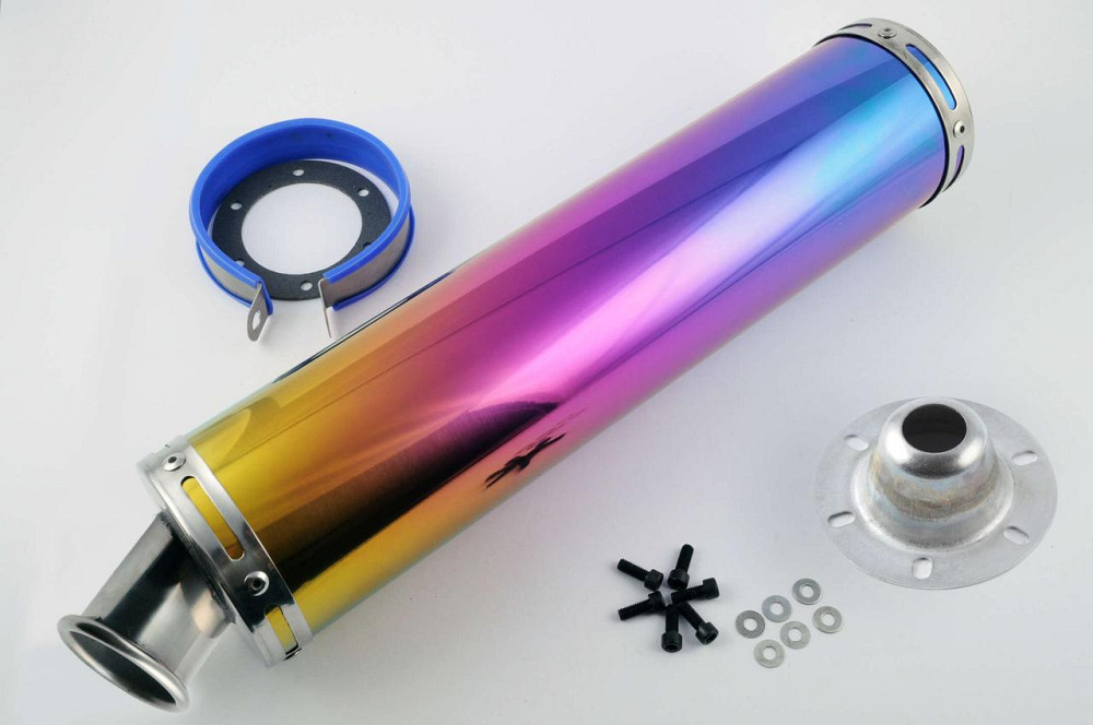 Глушник (тюнінг) 420*100mm, креп. Ø78 mm (неіржавка, веселка, прямоток, mod:15) Мукачево - фото 1