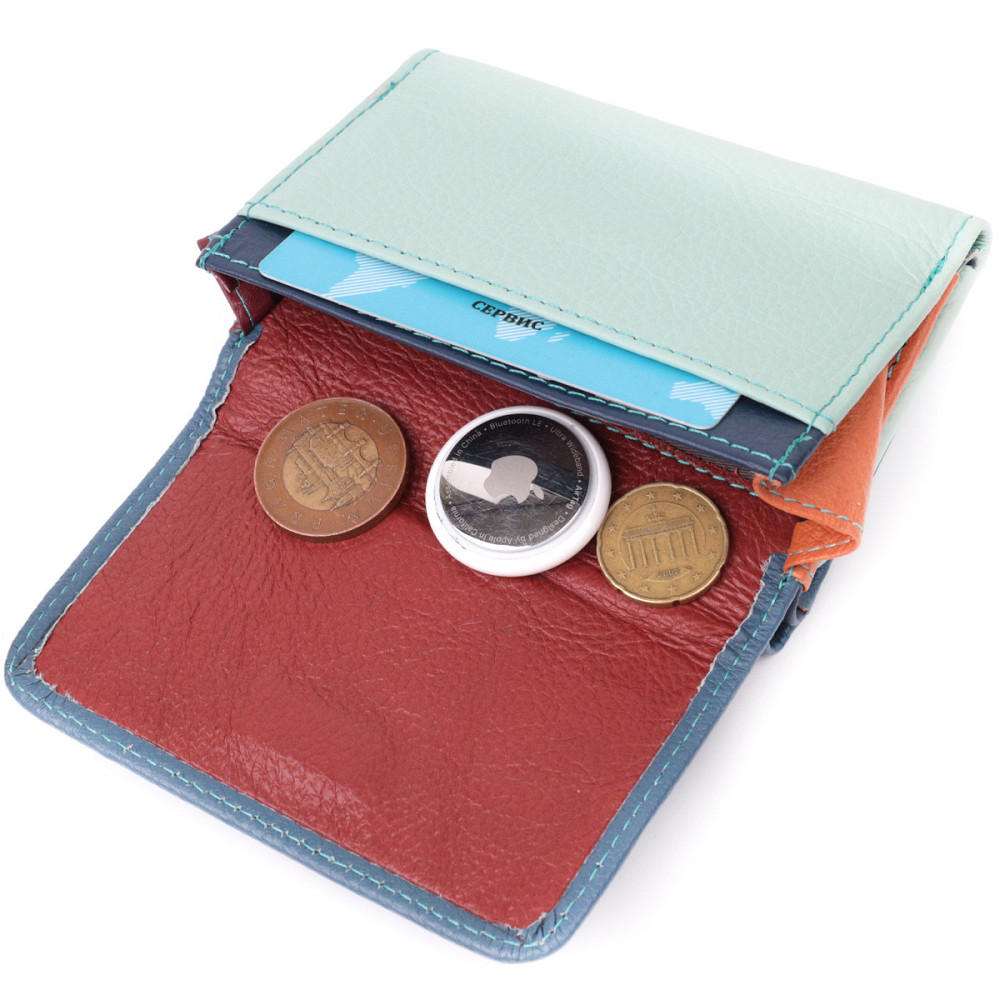 Барвистий жіночий гаманець із натуральної шкіри Різнокольоровий (ST Leather) Київ - фото 1