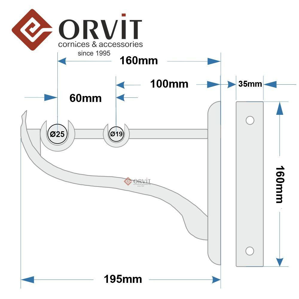 Тримач Orvit РЕТРО дворядний до стіни 25\19 мм ЧОРНИЙ ОКСАМИТ Львов - изображение 2
