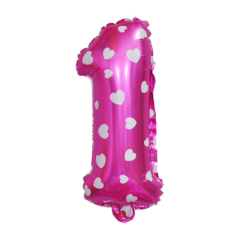 Шарик цифра 1 фольгированная с сердечками 32 дюйма розовый Киев - изображение 2