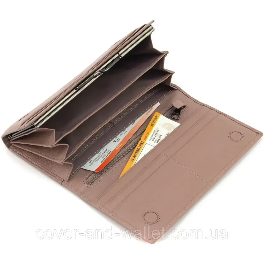 Элитный женский кошелек из натуральной кожи пудрового цвета Marco Coverna W001 Pudra Киев - изображение 8