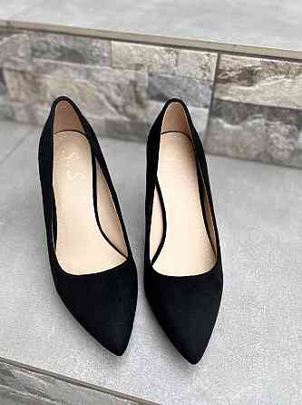 Туфлі жіночі S.S чорні еко-замша каблук 9 см розміри 36-41 (2754) Коломыя
