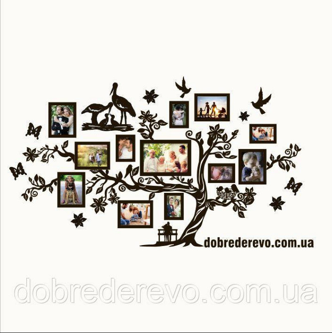Родовое дерево на 13 фотографий / Родине дерево/ фоторамка / Родовое дерево/ композиция / коллаж / подарок Вижница - изображение 1