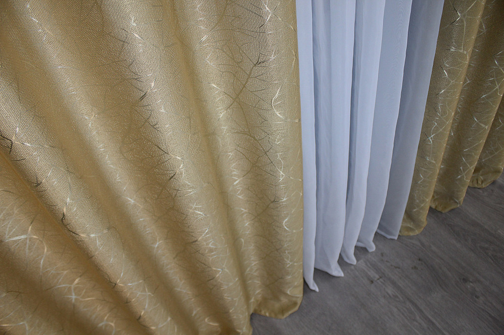 Комплект штор на люверсах VR-Textil Льон Савана № 982ш Бежевий 150х250 см 2 шт (37-0099) Київ - фото 7