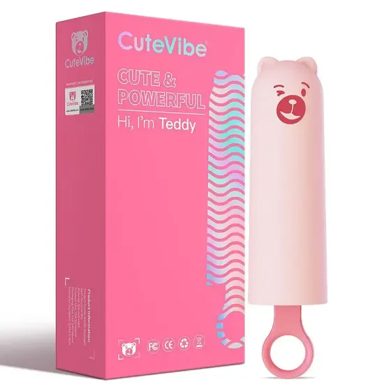 Вібратор CuteVibe Teddy Pink (Black Dildo), реалістичний вібратор під виглядом морозива Львів