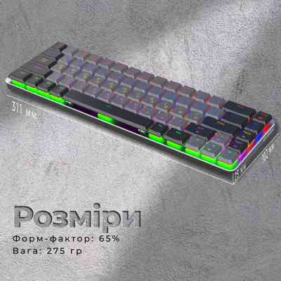 Клавиатура GamePro MK122R Red Swich Low Profile Wireless Dark Gray (MK122R) Винница