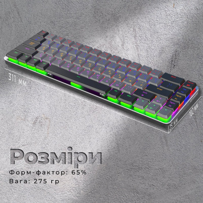 Клавиатура GamePro MK122R Red Swich Low Profile Wireless Dark Gray (MK122R) Винница - изображение 3