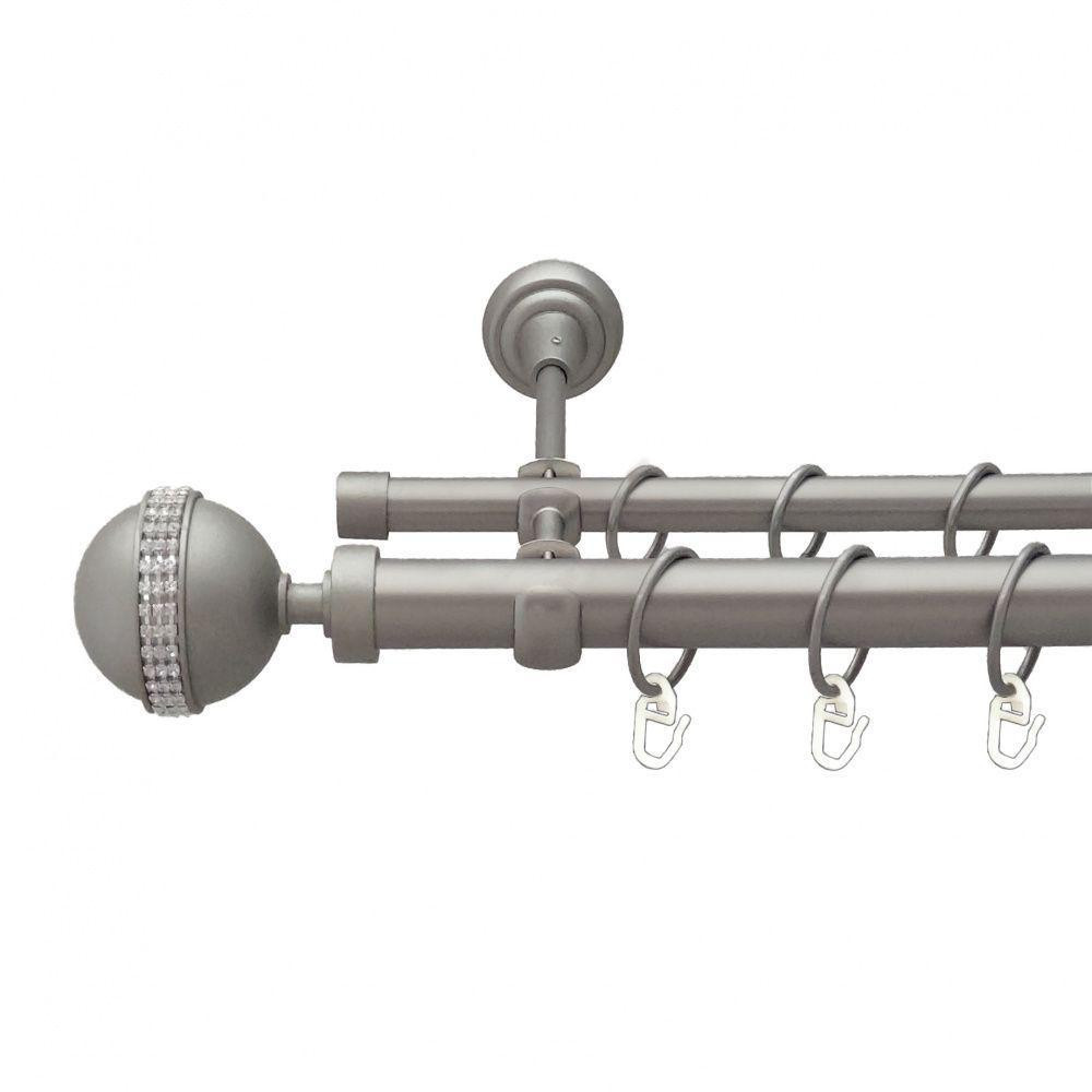 Карниз Orvit Авея металевий дворядний відкритий гладка труба кільце металеве Сатин 25\16 мм 240 см (6353141) Львів - фото 1