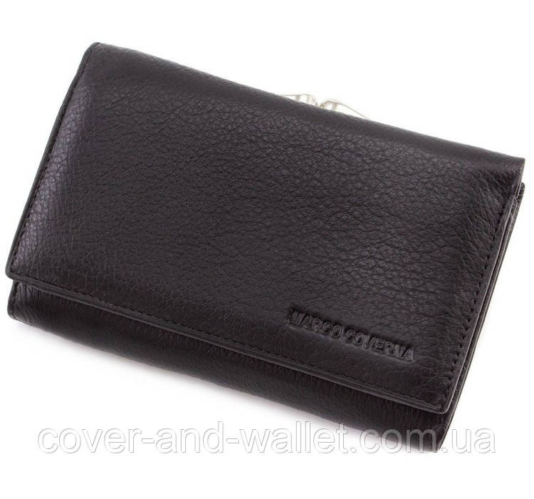 Женский кожаный кошелек небольшого размера на магнитах Marco Coverna MC-2049A Черный Киев - изображение 1