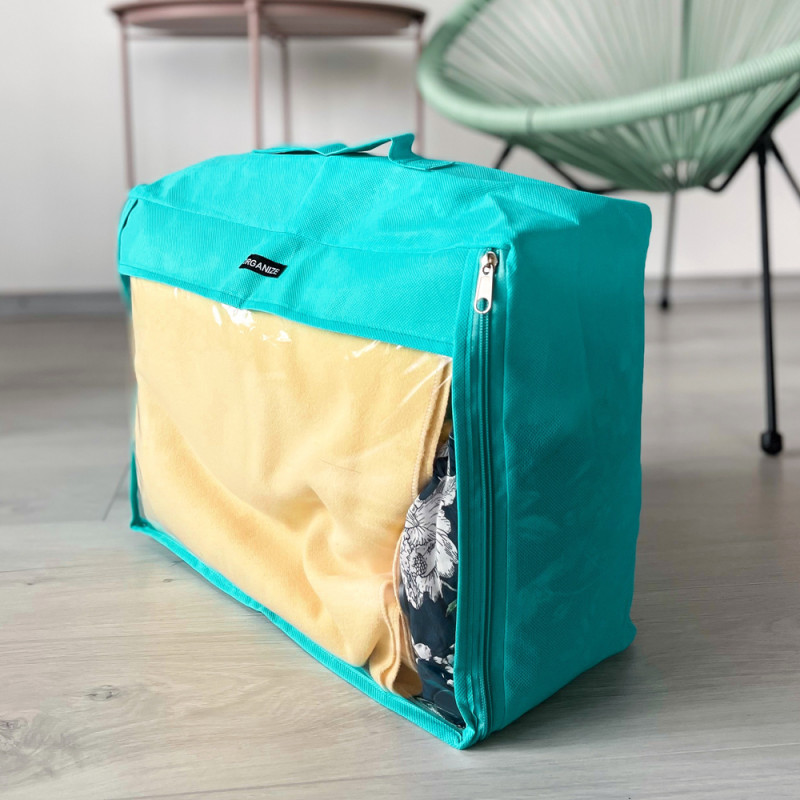 Большая дорожная сумка для вещей с ручкой и прозрачной вставкой P001 40x31x15 см (Лазурный) Сумы - изображение 1