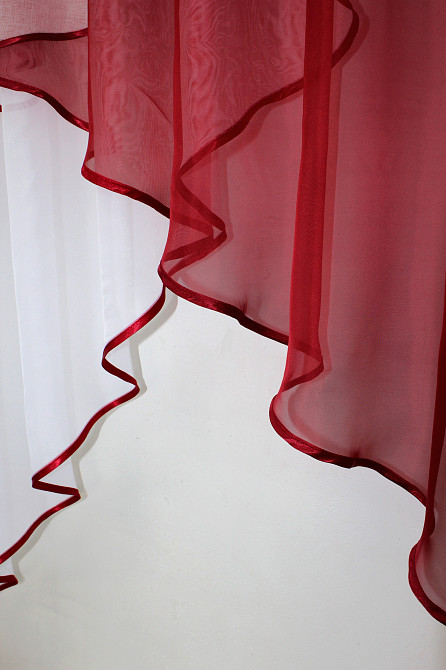 Кухонная занавеска (290х170см) на кухню, балкон цвет белый с красным 00к 59-354 Киев - изображение 5