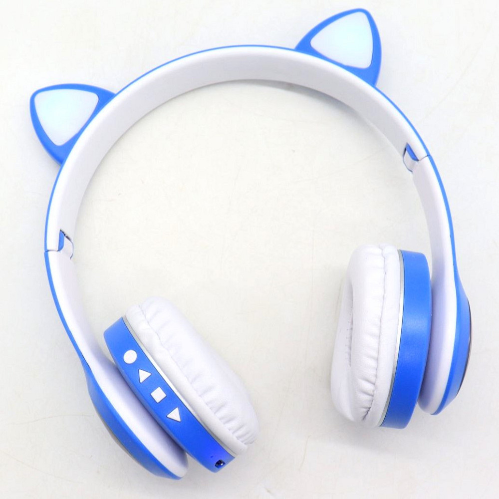Бездротові навушники з котячими вушками, VZV-23M, Сині / Дитячі Bluetooth навушники з мікрофоном Київ - фото 3