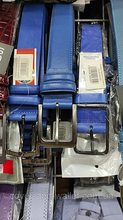 Широкий женский ремень ярко синего цвета из натуральной кожи 35мм PS Leather Киев - изображение 6