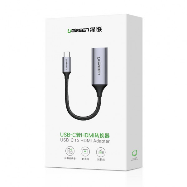 Перехідник USB 2.0 Type C --> HDMI V2.0 4K@60Hz 10 См CM297 UGREEN Сірий (70444) Київ - фото 9