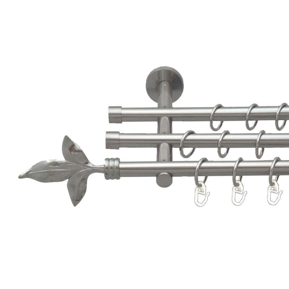 Карниз Orvit Листок Лілії металевий трирядний циліндр (20 см) гладка труба кільце металеве Нержавіюча Сталь 16\16\16 мм 300 см Львів - фото 1