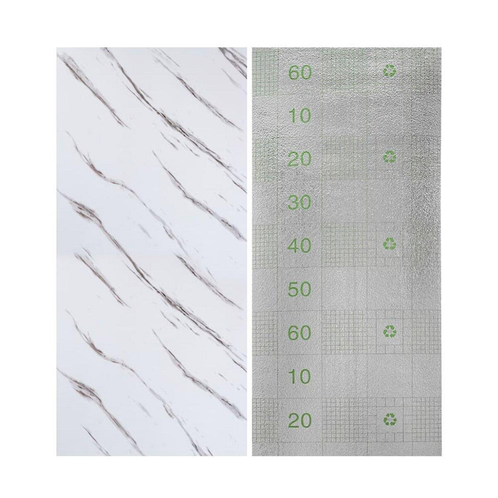Самоклеящаяся виниловая плитка в рулоне 600х3000х2мм Белый мрамор с прожилками Глянец SW-00001285 Днепр - изображение 4