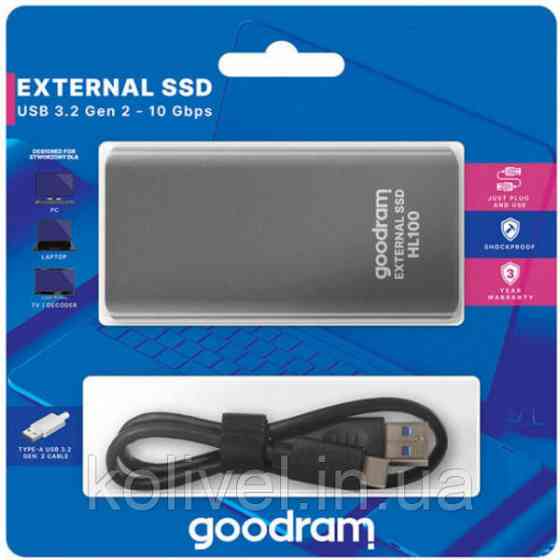SSD external, USB 3.1 Type-C 512Gb, GoodRAM HL100, Retail (SSDPR-HL100-512#) Киев