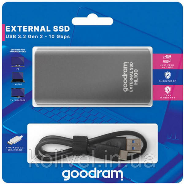 SSD external, USB 3.1 Type-C 512Gb, GoodRAM HL100, Retail (SSDPR-HL100-512#) Киев - изображение 4