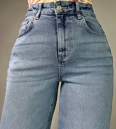 Джинси жіночі Zeo Basic 4742 palazzo jeans висока талія широкі палаццо стрейчеві блакитні, блакитний Одеса - фото 6