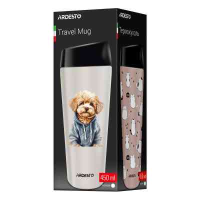 Термокружка Ardesto Coffee Time Maltipoo 450мл, нержавіюча сталь, бежевий (AR2645MP) Винница