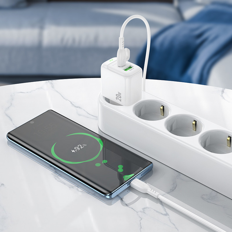 Зарядное устройство BOROFONE BAS44A с кабелем, 20W, белое Киев - изображение 2
