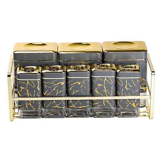 Набір для приправ та спецій на підставці 8 штук з кришками Сірий HP-1366 Коломия