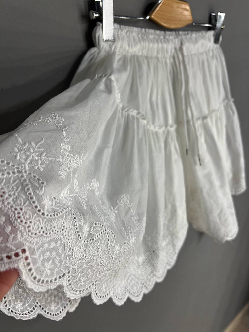Юбка женская A-N 26070 короткая хлопковая с шортами оборки кружево резинка на талии шнурок белая, белый, M Киев - изображение 10
