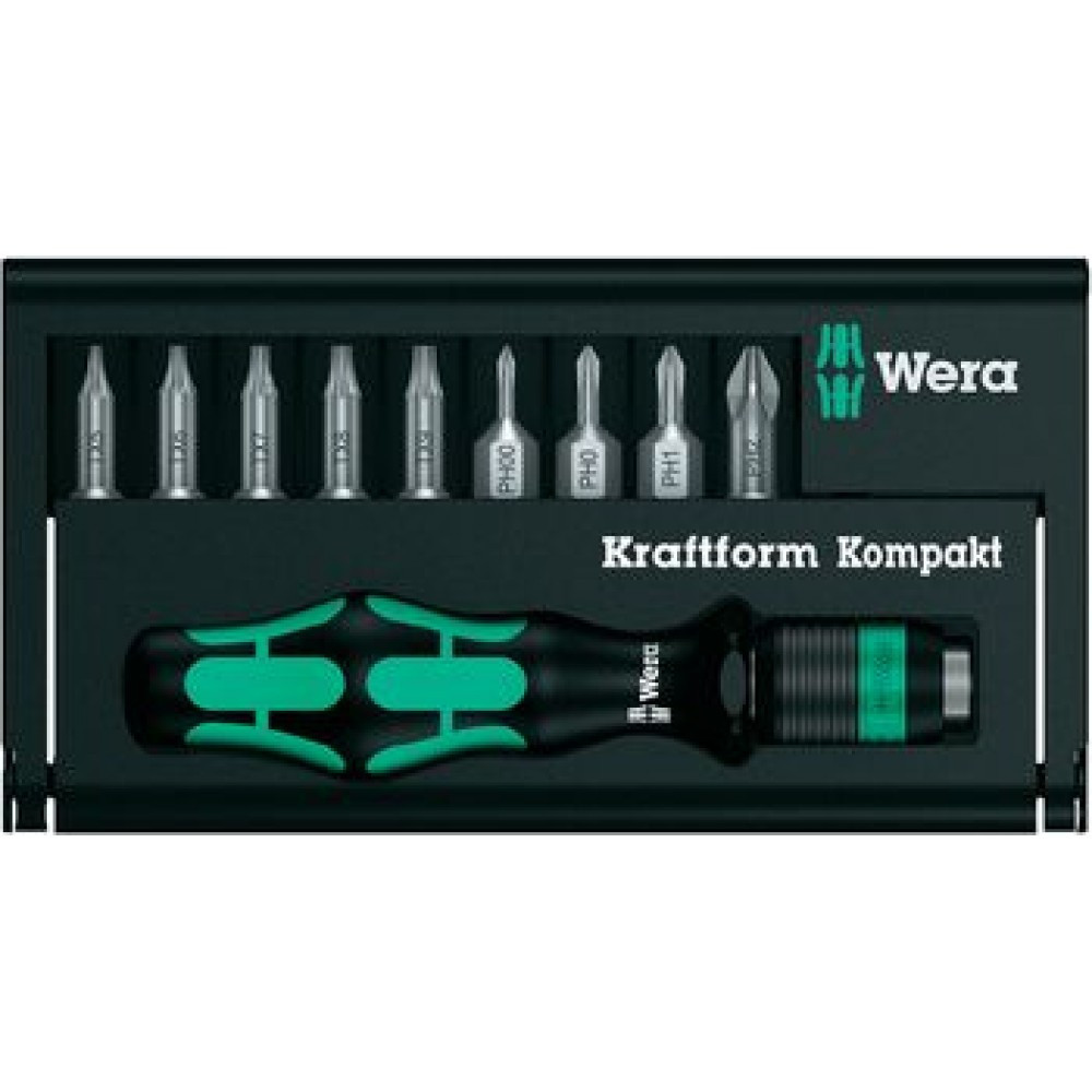Отвертка Wera Kraftform Kompakt набор 10шт, битодержатель 1/4
