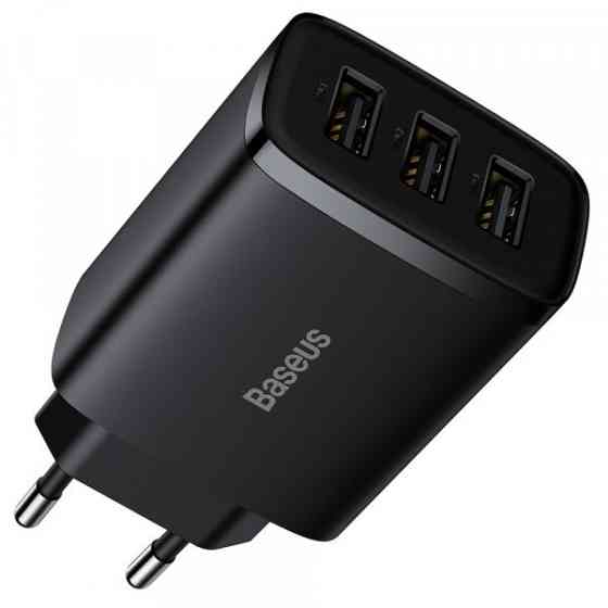 Зарядний пристрій 3xUSB 17W (USB-A) чорний Baseus (CCXJ020101) Київ