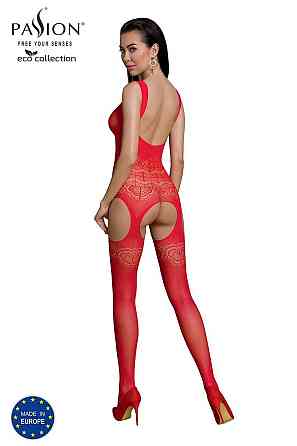 Бодистокинг Passion ECO BS005 red, плотный, открытый доступ, имитация подвязок Sex Aura Киев